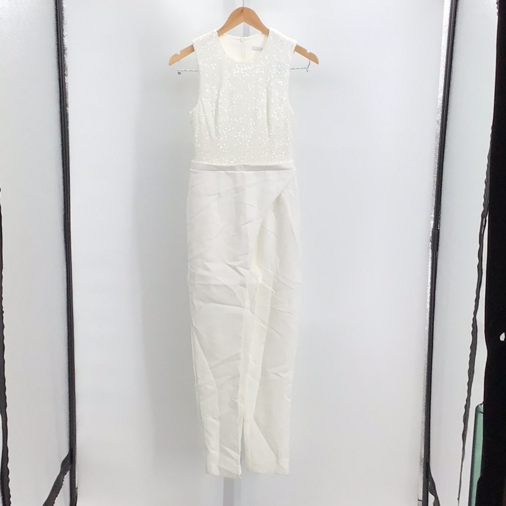 Black Halo White Sleeveless Jumpsuit